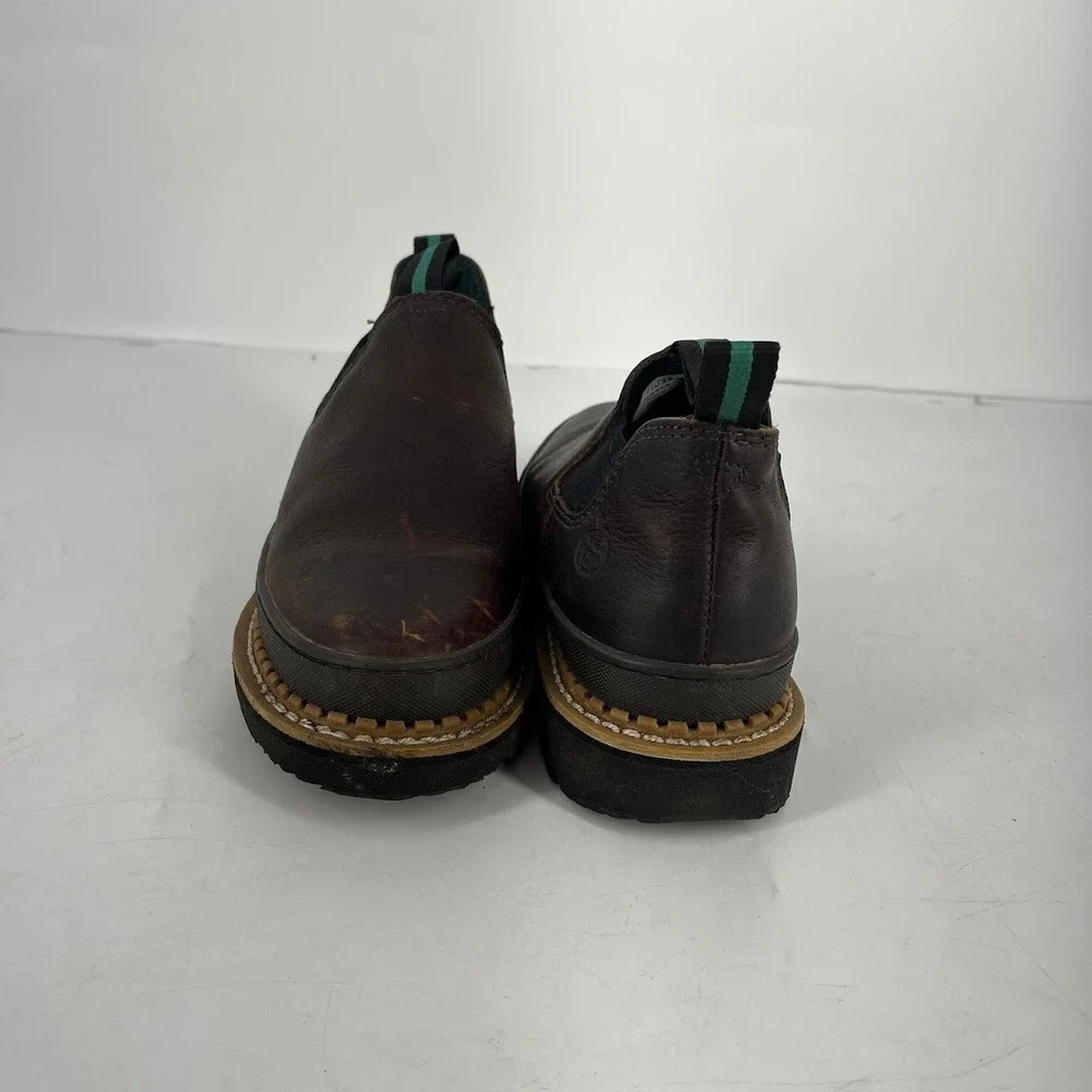 Georgia Boot Brown Leather Slip-On Ankle Boots